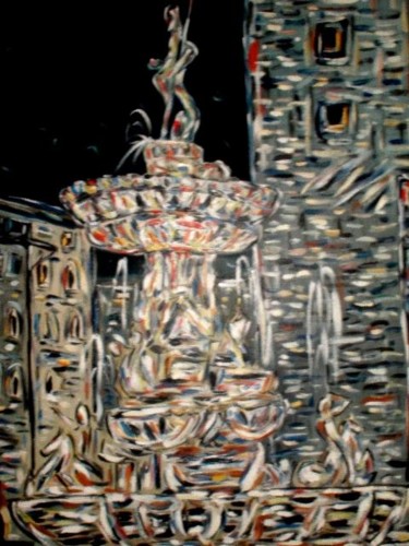 Pittura intitolato "fontana di piazza d…" da Artuso Matteo 1966, Opera d'arte originale
