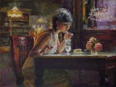 Painting titled "Sweet life" by Vachagan Manukyan, Original Artwork, Oil Mounted on Wood Stretcher frame