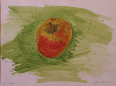Painting titled "Apfel fällt in Wiese" by Jens Ehmann, Original Artwork, Acrylic