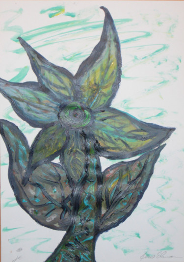 Malerei mit dem Titel "Blühende Blume 2021" von Jens Ehmann, Original-Kunstwerk, Acryl