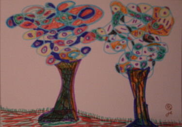 Rysunek zatytułowany „Titel: Zwei Bäume -…” autorstwa Jens Ehmann, Oryginalna praca, Marker