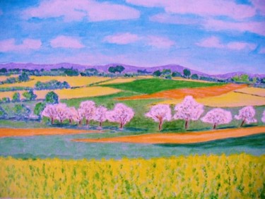 Painting titled "Arbres en fleurs" by Artverne, Original Artwork