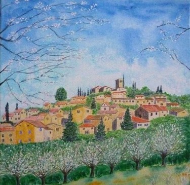 Painting titled "Village de Provence…" by Artverne, Original Artwork