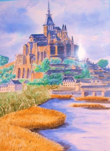 Painting titled "Mont St Michel" by Artverne, Original Artwork