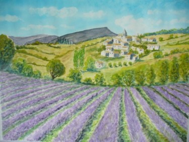 Pittura intitolato "Village provençal" da Artverne, Opera d'arte originale