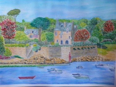 Painting titled "Port en Bretagne" by Artverne, Original Artwork