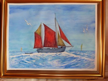 Peinture intitulée "Marine navire" par Artverne, Œuvre d'art originale