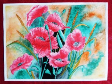 Bouquet de coquelicots Peinture intitulée "Bouquet de coquelic…" par Artverne, Œuvre d'art originale