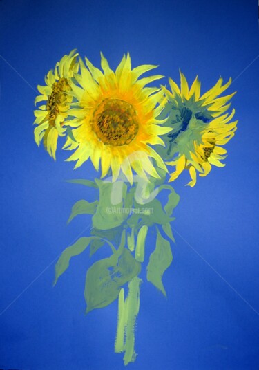 Картина под названием "Sunflower" - Artjulia Klymenko, Подлинное произведение искусства, Гуашь
