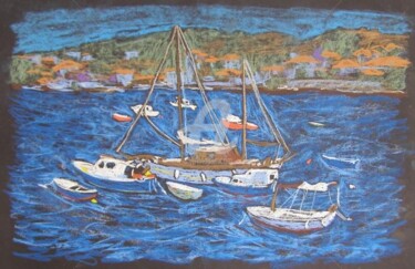 Картина под названием "Яхта на Гваре/ The…" - Artjulia Klymenko, Подлинное произведение искусства, Другой