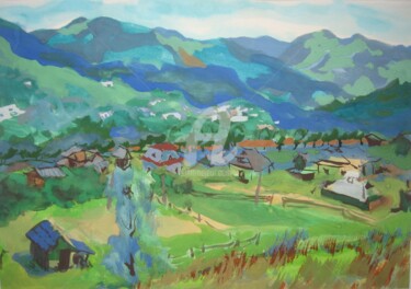 Painting titled "Село Криворивня" by Artjulia Klymenko, Original Artwork, Gouache