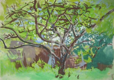 Painting titled "Весна. Дерево" by Artjulia Klymenko, Original Artwork, Oil