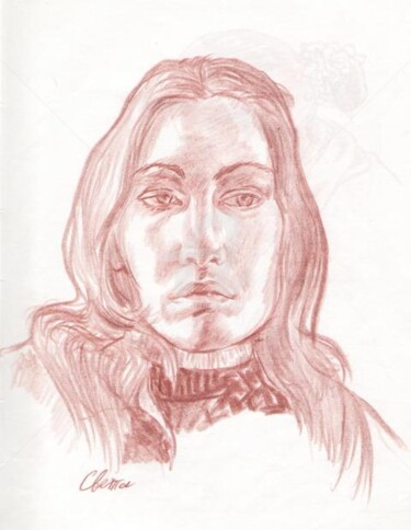 Drawing titled "Sveta" by Artjulia Klymenko, Original Artwork, Conté