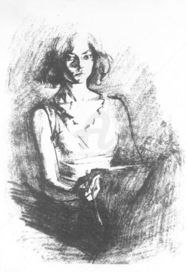 Рисунок под названием "self-portrait" - Artjulia Klymenko, Подлинное произведение искусства, Другой