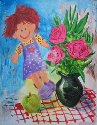 Картина под названием "Кукла" - Artjulia Klymenko, Подлинное произведение искусства, Акрил