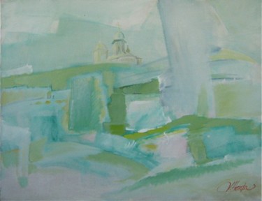 Painting titled "Church" by Herta, Original Artwork, Oil