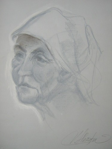 Drawing titled "Portret" by Herta, Original Artwork, Other