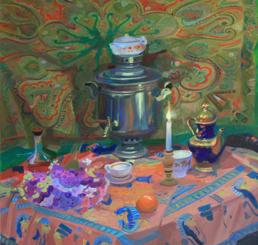 Картина под названием "Festive still life" - Vladislav Zadvorsky, Подлинное произведение искусства, Масло