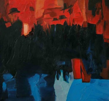 Картина под названием "«Люди в шляпах. Мат…" - Василий Васильевич Морозов, Подлинное произведение искусства, Другой