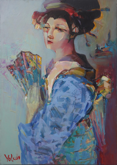 Malerei mit dem Titel "Kimono" von Viktor Volkov, Original-Kunstwerk, Öl