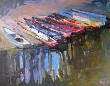 Malerei mit dem Titel "On the shore" von Viktor Volkov, Original-Kunstwerk, Öl