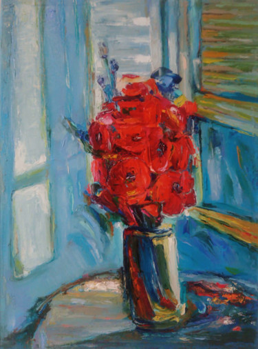 Painting titled "Morning bouquet" by Viktor Volkov, Original Artwork, Oil