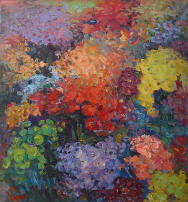 Painting titled "Flower heaven" by Viktor Volkov, Original Artwork, Oil