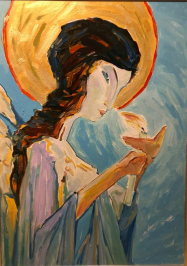 Schilderij getiteld "Angel of light" door Viktor Volkov, Origineel Kunstwerk, Olie