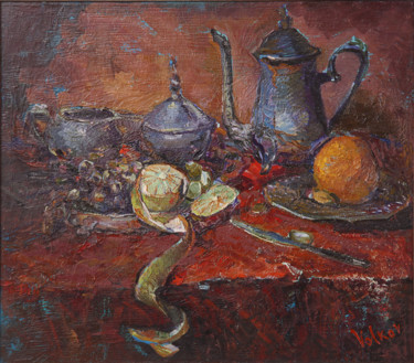 Painting titled "OLD SILVER" by Viktor Volkov, Original Artwork, Oil