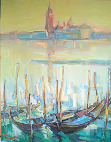 Malerei mit dem Titel "Morning in Venice" von Viktor Volkov, Original-Kunstwerk, Öl