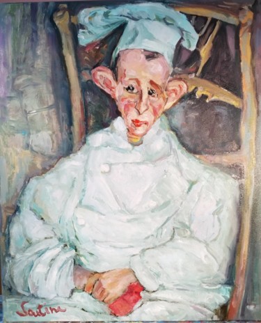 Painting titled "THE PASTRY CHEF (FR…" by Viktor Volkov, Original Artwork, Oil