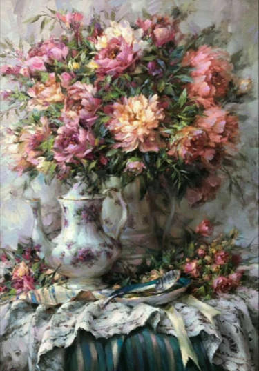 Pintura titulada "FLOWER MOOD" por Viktor Volkov, Obra de arte original, Oleo