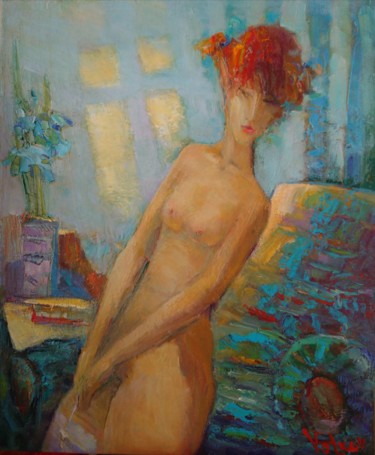 Painting titled "MORNING NUDE" by Viktor Volkov, Original Artwork, Oil