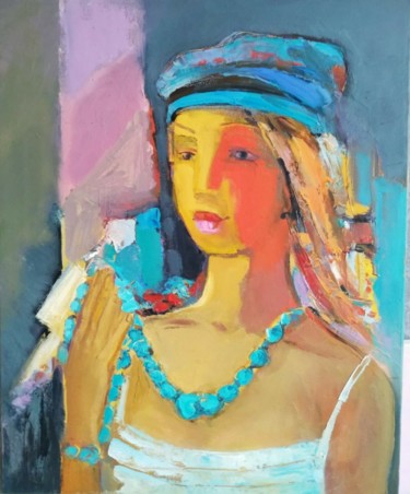 Malarstwo zatytułowany „BLUE BEADS” autorstwa Viktor Volkov, Oryginalna praca, Olej