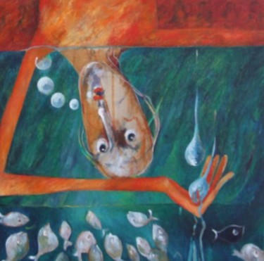 Peinture intitulée "Deux gouttes d'eau" par Artvrai, Œuvre d'art originale, Huile