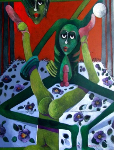 Peinture intitulée "Vyapti  LXVII  Kama…" par Artvrai, Œuvre d'art originale, Huile