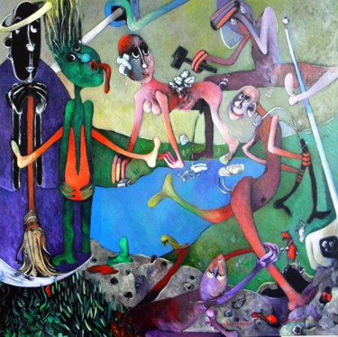 Painting titled "vyapti CXXXVIII - D…" by Artvrai, Original Artwork, Oil