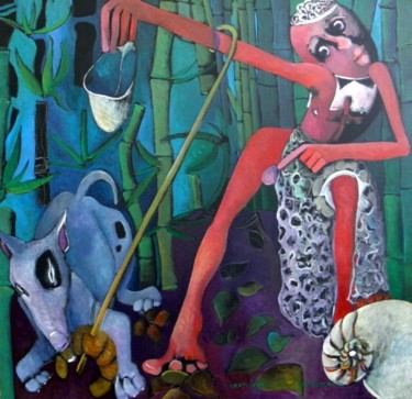 Peinture intitulée "Vyapti CLXII - Sain…" par Artvrai, Œuvre d'art originale, Huile