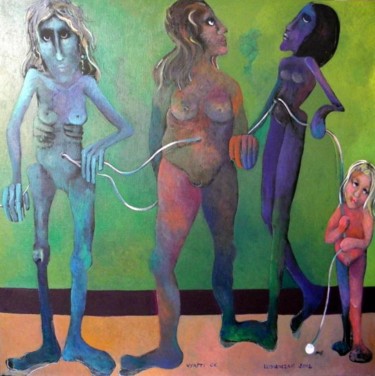 Peinture intitulée "Vyapti CC trois gén…" par Artvrai, Œuvre d'art originale, Huile