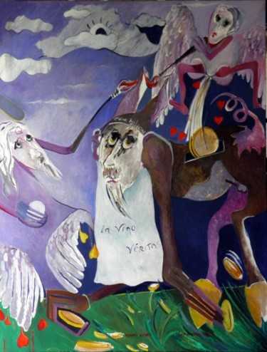Peinture intitulée "vyapti CCXXII L'âne…" par Artvrai, Œuvre d'art originale, Huile