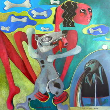 vyapti-ccxlvii-cynophobie I toile 90x90 Peinture intitulée "vyapti-ccxlvii-cyno…" par Artvrai, Œuvre d'art originale, Acrylique