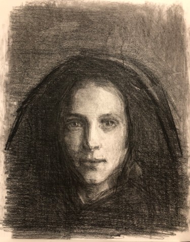 Portreit Girl Charcoal Portrait Рисунок под названием "Portreit Girl Charc…" - Vsevolod Chistiakov, Подлинное произведение искусства, Карандаш