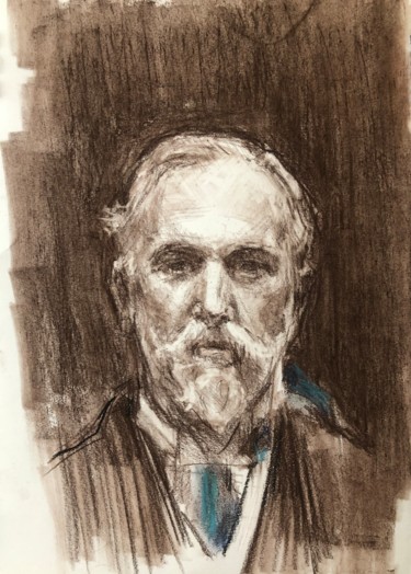 Original Charcoal Portrait Man free copy John Singer Sargent Dessin intitulée "Original Charcoal P…" par Vsevolod Chistiakov, Œuvre d'art originale, Pastel