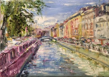 Oil Painting Impressionism City Landscape Oil.jpeg Картина под названием "Oil Painting Impres…" - Vsevolod Chistiakov, Подлинное произведение искусства, Масло