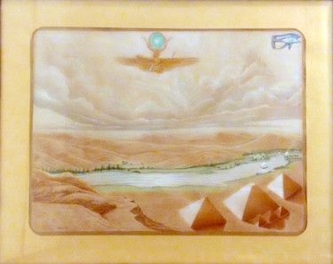 Painting titled "Pirámides de Giza y…" by Anton Luciano Pardo, Original Artwork, Pastel