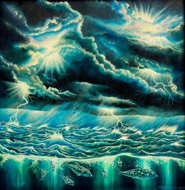 Pintura intitulada "Tormenta en Alta Mar" por Anton Luciano Pardo, Obras de arte originais, Acrílico