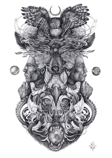 Drawing titled "Totem" by Arty Mori, Original Artwork