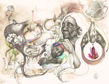 Dessin intitulée "Medicine Women Ritu…" par Arty Mori, Œuvre d'art originale