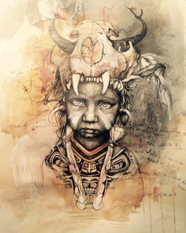 Dibujo titulada "Sioux Poetry" por Arty Mori, Obra de arte original