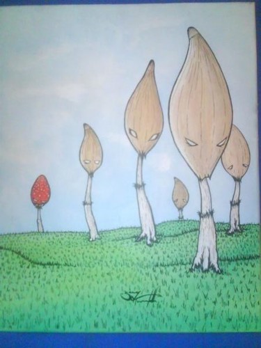 Painting titled "shroomz" by 9-B A R, Original Artwork